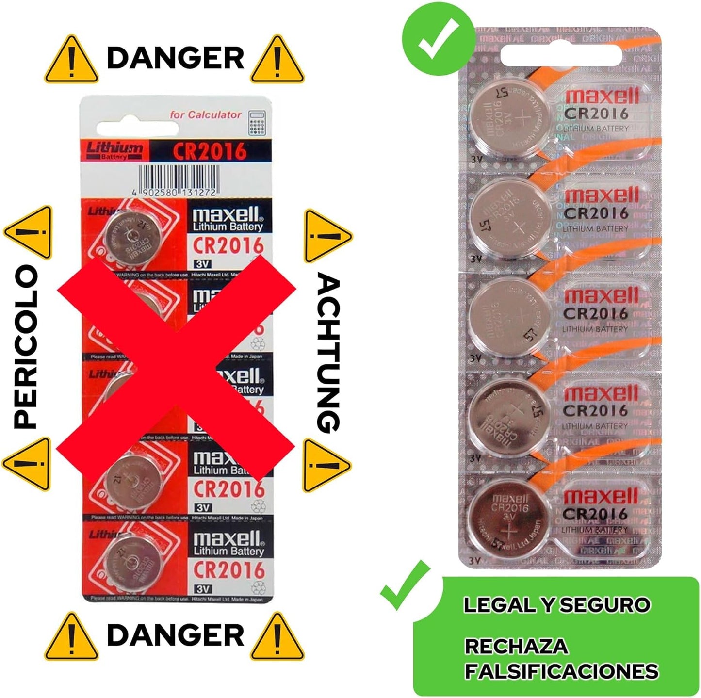 Micro Lithium Cell Battery CR2016 for Watches and Electronics 5 Pack