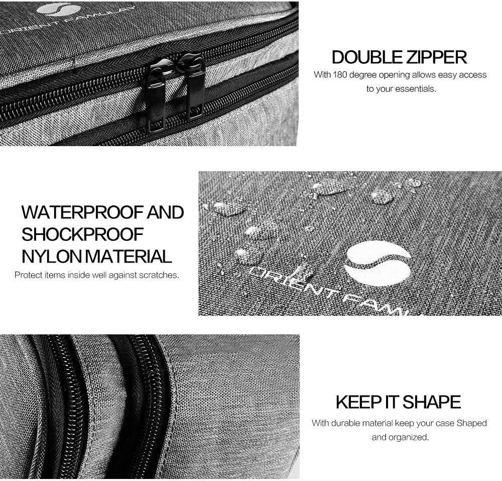 Travel Organizer, Waterproof Cable Bag for Electronic Accessories Double Layer Large Shockproof Storage Bag for Cord, Hard Disk, Power Bank, Tablet -Gray