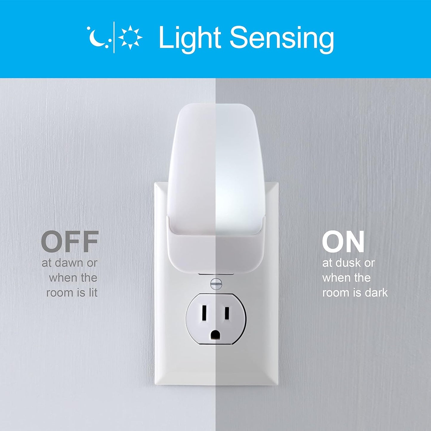 LED Night Lights Plug into Wall, Dusk to Dawn Sensor, Ambient Lighting, Dorm Room Essentials, Bathroom Décor, Smart Home, for Bedroom, Cool White, 55992, 4 Pack