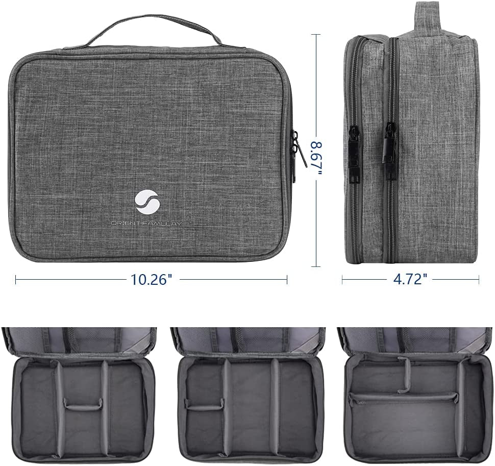 Travel Organizer, Waterproof Cable Bag for Electronic Accessories Double Layer Large Shockproof Storage Bag for Cord, Hard Disk, Power Bank, Tablet -Gray