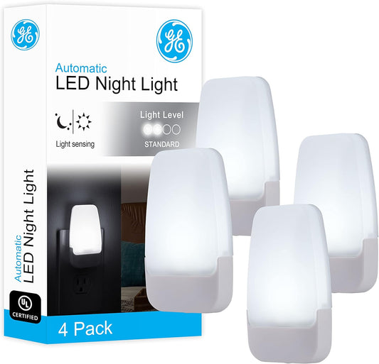 LED Night Lights Plug into Wall, Dusk to Dawn Sensor, Ambient Lighting, Dorm Room Essentials, Bathroom Décor, Smart Home, for Bedroom, Cool White, 55992, 4 Pack