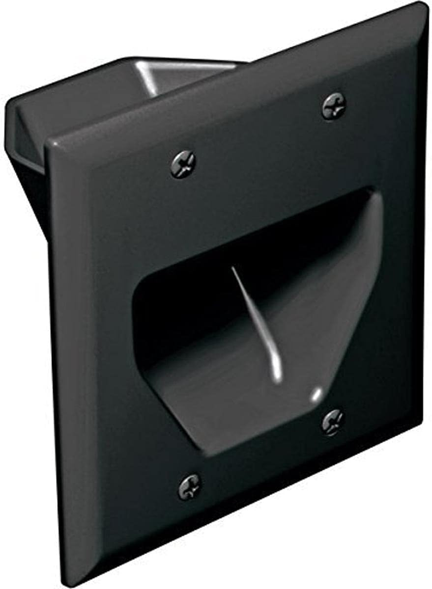 Electronics 45-0002-BK 2-Gang Recessed Low Voltage Cable Wall Plate Pass Through, In-Wall Cord Management for Home TV Theater, Audio &amp; Video Devices, Black