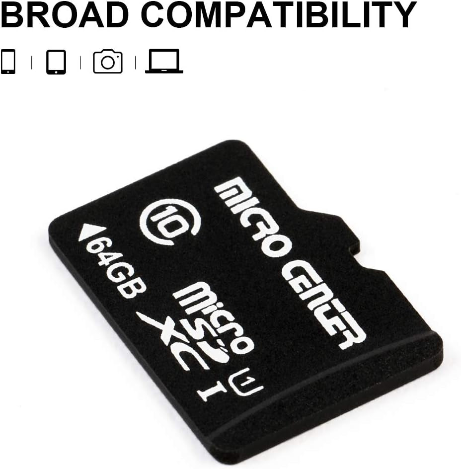 64GB Class 10 Microsdxc Flash Memory Card with Adapter for Mobile Device Storage Phone, Tablet, Drone &amp; Full HD Video Recording - 80Mb/S UHS-I, C10, U1 (5 Pack)