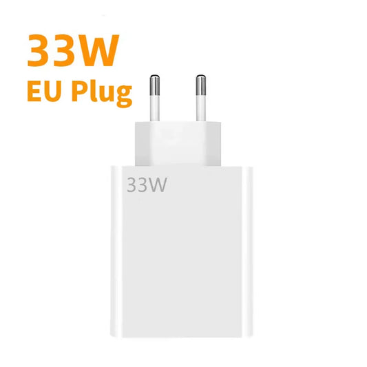 33W USB Fast Charger QC 3.0 for Xiaomi 14/13/12/11/10 Ultra Redmi Note 12T/13 Pro/K60/K50 POCO F5 EU/US Plug Power Adapter