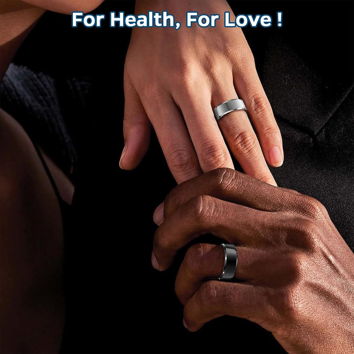 Smart Ring Health Tracker, Sleep Tracker Ring with Heart Rate, Waterproof Fitness Ring for Activity Monitoring/Steps/Distance/Calories, Air Gestures, up to 7-Day Battery, for Ios Android (Black,