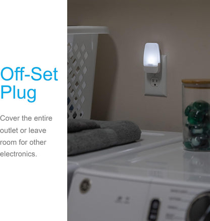 LED Night Lights Plug into Wall, Dusk to Dawn Sensor, Ambient Lighting, Dorm Room Essentials, Bathroom Décor, Smart Home, for Bedroom, Cool White, 55992, 4 Pack
