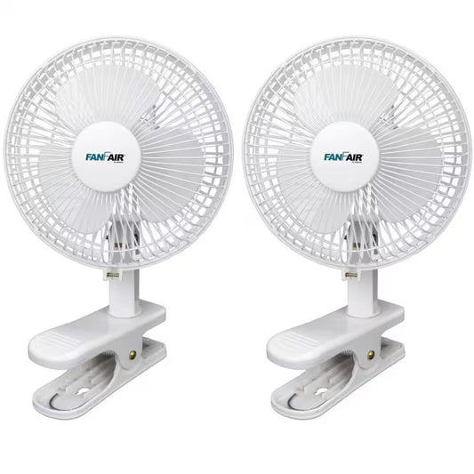 2 PACK 6 In. 2 Speeds Clip Personal Fan in White