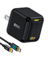 65W PD USB C Charger, Gan+ Magcube Fast Wall Charger Power Adapter with 4Ft USB C LED Display Cable for Notebook Macbook Pro/Air, Galaxy, for Iphone 15/14/Plus/Pro Max/13/12, Black
