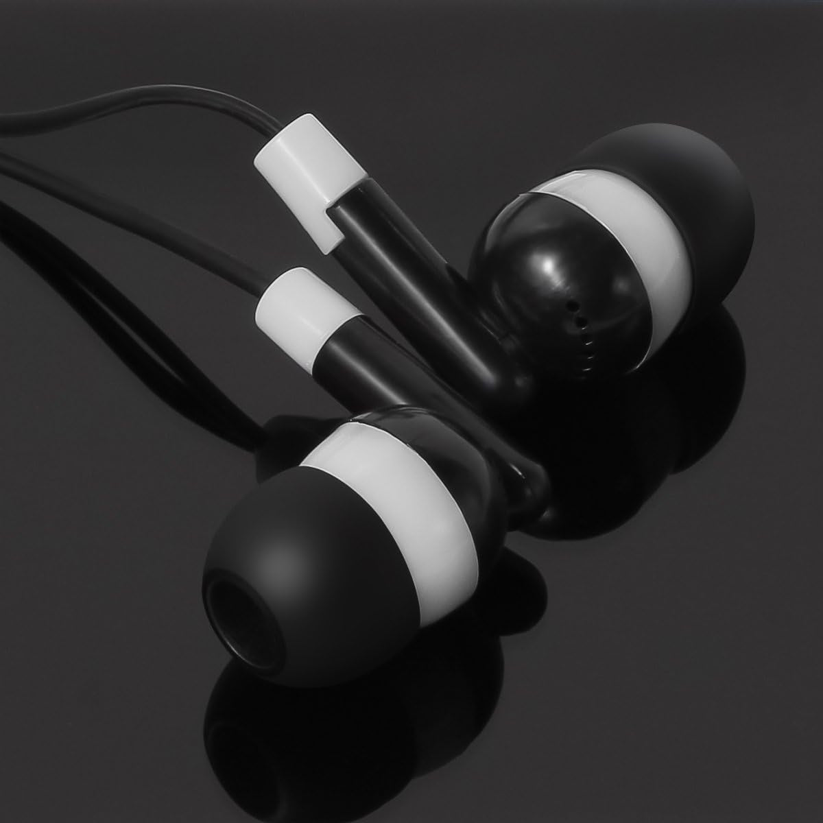 Bulk Earbuds Headphones Wholesale KWA-08-W Earphones, 100 Pack Disposable Ear Buds Bulk Individually Wrapped Headphones for School Classroom Students White