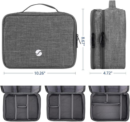 Travel Organizer, Waterproof Cable Bag for Electronic Accessories Double Layer Large Shockproof Storage Bag for Cord, Hard Disk, Power Bank, Tablet -Gray